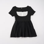 Damen Elegantes Minikleid mit Herz-Ausschnitt und verspieltem Rüschendesign R&B