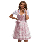 Damen nan traditionelles Dirndlkleid mit geschnürter Miederfront, Rüschenbluse und Spitzenapplikation R&B