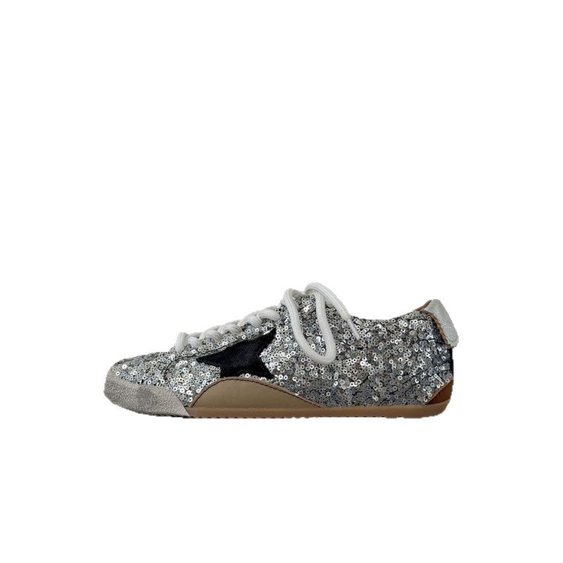 Damen Sneakers mit glitzerndem Design und kontrastierenden Schnürsenkeln R&B