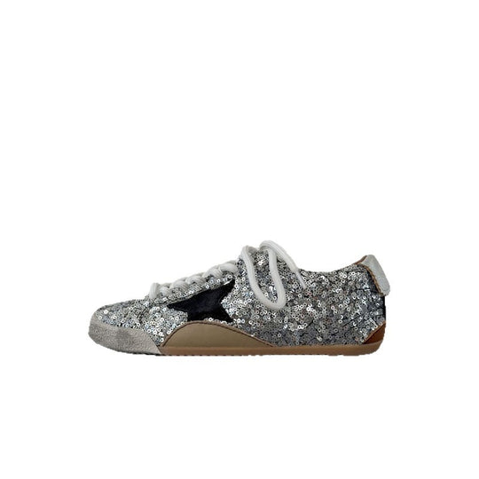 Damen Sneakers mit glitzerndem Design und kontrastierenden Schnürsenkeln R&B