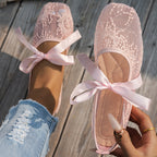 Damen Elegante Spitzenschuhe mit dekorativen Schleifen und funkelnden Akzenten R&B