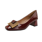 Damen Elegante Blockabsatz-Pumps mit verzierter Schnalle