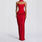 Damen Elegantes Langarm-Maxikleid mit raffinierten Drapierungen