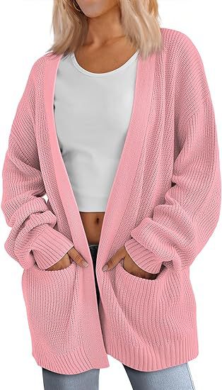 Damen Grobstrick Cardigan mit offenem Schnitt und praktischen Taschen R&B