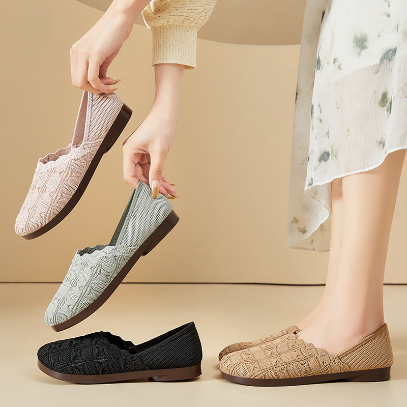 Damen Bequeme Ballerinas aus atmungsaktivem Strickmaterial R&B