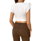 Damen Cropped Top mit kreativem Schmetterlingsdesign R&B