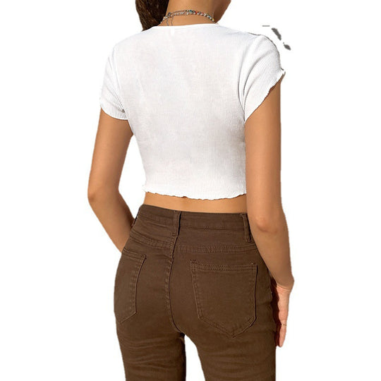 Damen Cropped Top mit kreativem Schmetterlingsdesign R&B