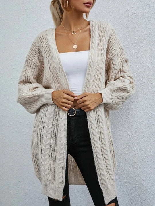 Damen Grobstrickjacke mit tiefem V-Ausschnitt und lässigem Schnitt R&B