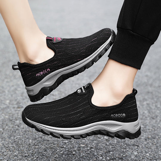 Damen Sportliche Slip-On Schnürschuhe mit atmungsaktiver Oberflächenstruktur und dämpfender Sohle R&B