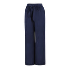 Damen Weite Plissee-Hose mit Bindeband und elastischem Bund EB
