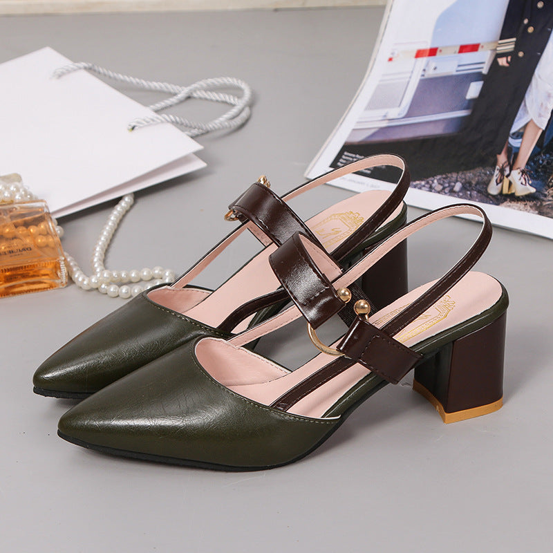 Damen Elegante Slingback-Pumps mit modischem Blockabsatz und verstellbarem Riemen R&B