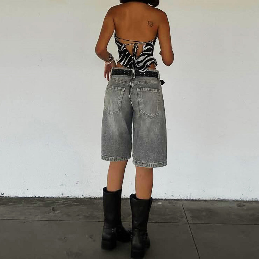 Damen Denim-Shorts mit lässigem Schnitt und mittlerer Leibhöhe R&B