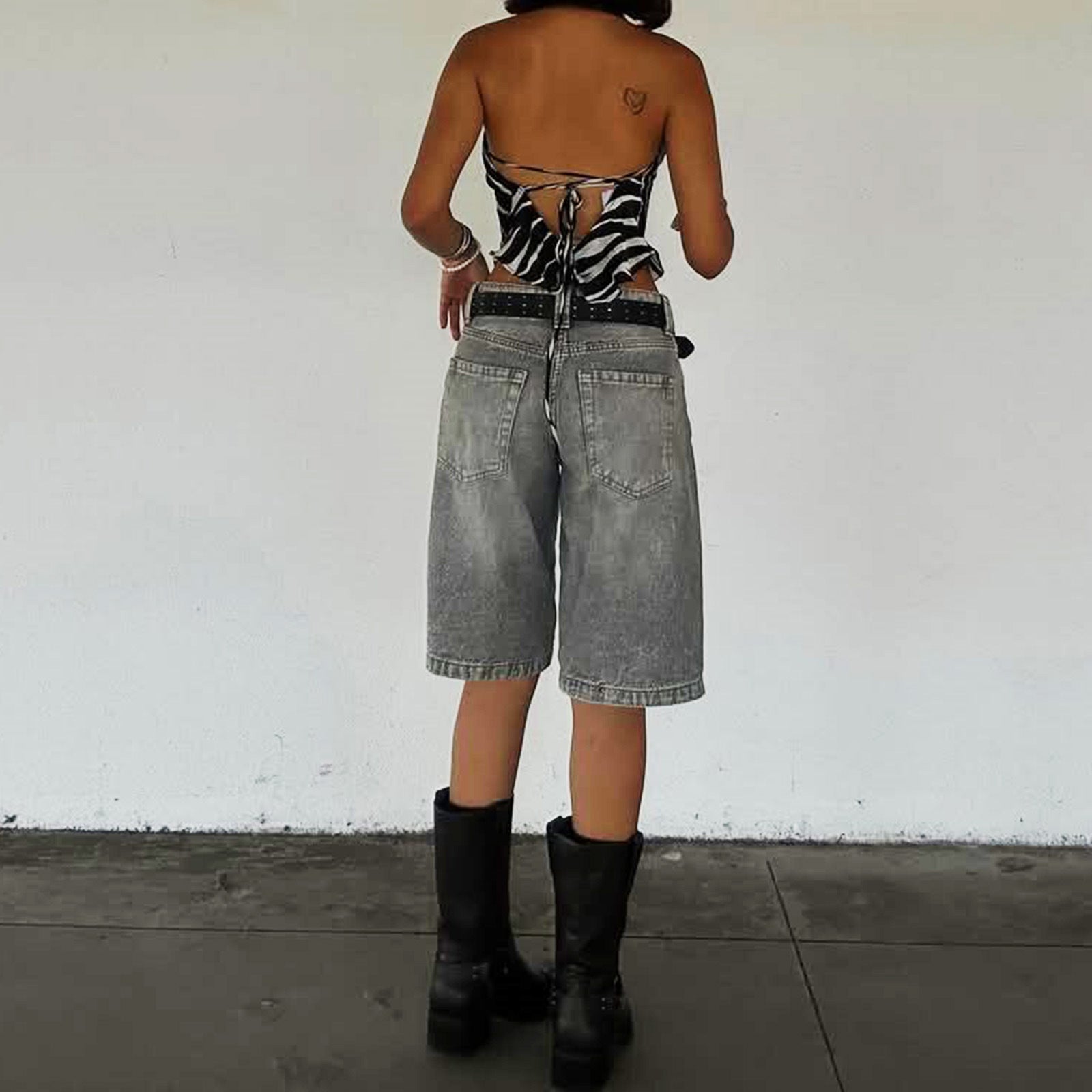 Damen Denim-Shorts mit lässigem Schnitt und mittlerer Leibhöhe R&B