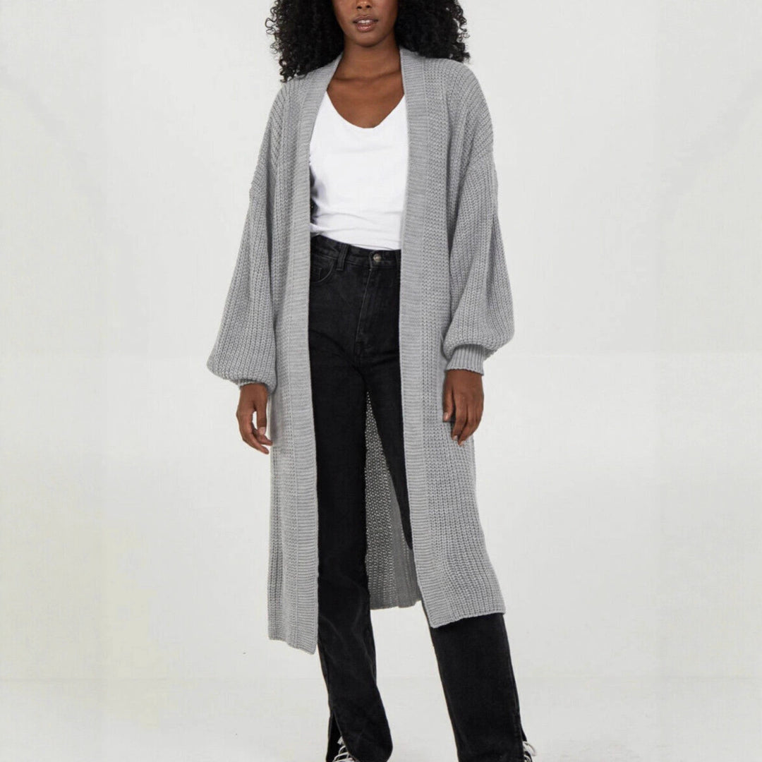 Damen Langer Strickcardigan mit luftigen Ärmeln und offenen Fronten R&B