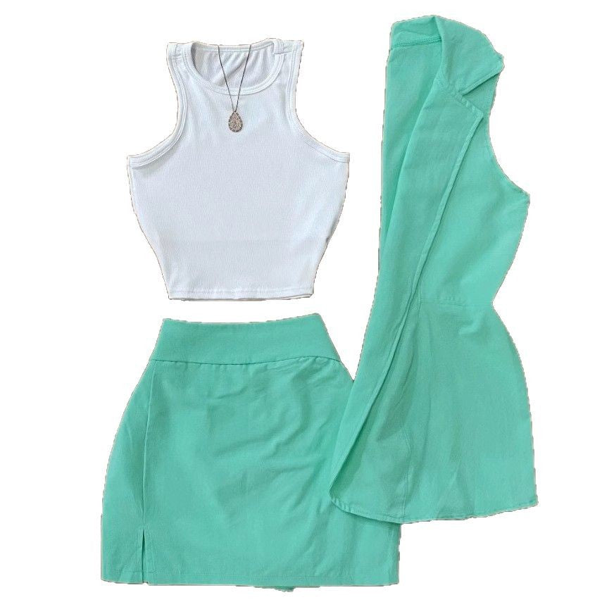 Damen sportliches Crop-Top und Minirock Set R&B