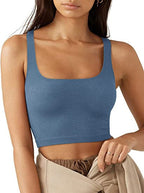 Damen cropped Top mit breiten Trägern und feinem Rippenmuster R&B