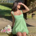 Damen luftiges Sommerkleid mit schwingendem Rock und Spaghettiträgern R&B