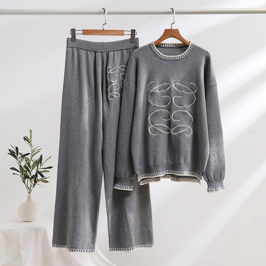 Damen gemütliches Sweatset mit grafischem Design und eleganten Kontrastdetails R&B