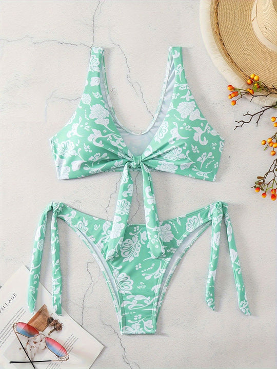 Damen Triangel-Bikini mit verspieltem Knoten-Detail R&B