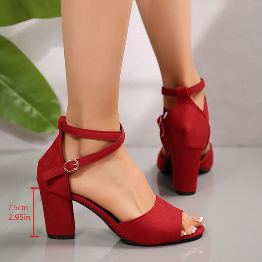 Damen elegante Absatzsandalen mit einem raffinierten Riemchen-Design R&B