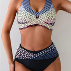 Damen Hochgeschnittenes Bikini-Set mit stilvollem Punktmuster R&B