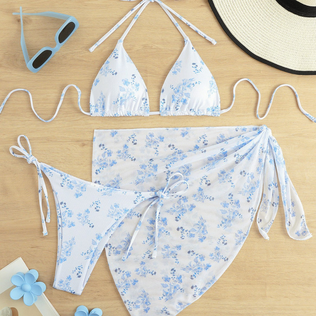 Damen Triangel-Bikini-Set mit elegantem Wickelrock R&B