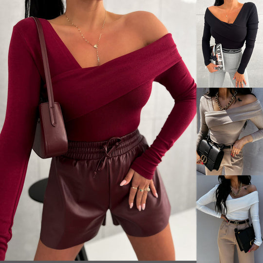 Damen asymmetrisches One-Shoulder-Top R&B
