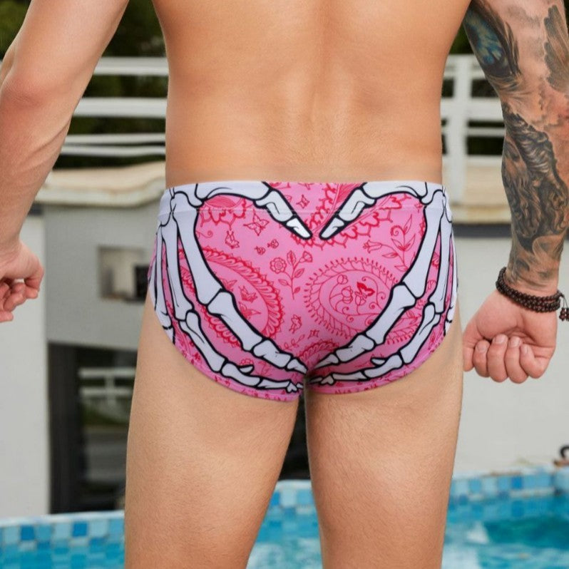 Herren Schwimmhose im kreativen Herzdesign R&B