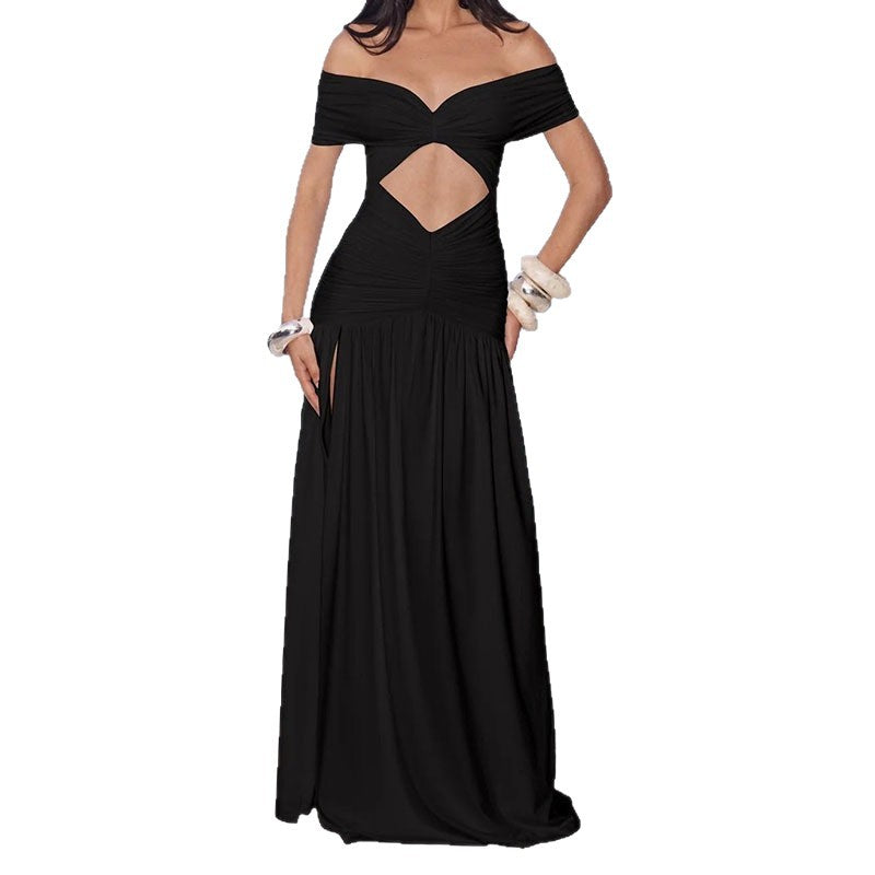 Damen Elegantes Off-Shoulder Maxikleid mit praktischem Cut-Out R&B