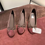 Damen Ballerinas mit dekorativem Schleifenakzent und hochwertiger Veloursleder-Oberfläche R&B