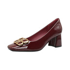Damen elegante Blockabsatzschuhe mit Schmuckdetail