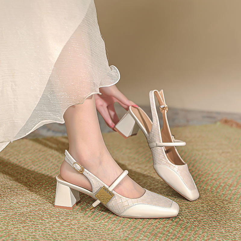Damen Slingback-Pumps mit strukturiertem Obermaterial