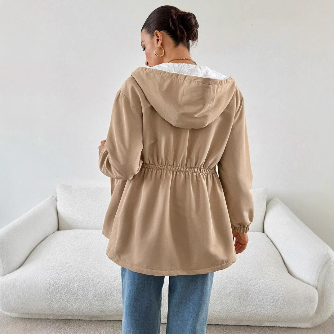 Damen Freizeitjacke mit verstellbarem Bund und Kapuze R&B