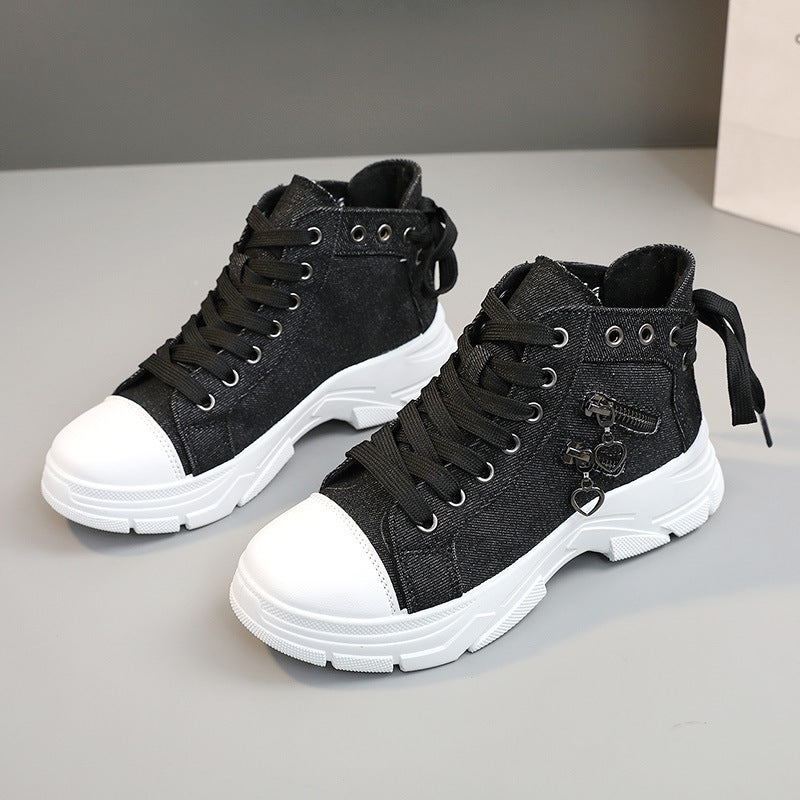 Damen modische High-Top Sneakers mit Reißverschluss und robustem Profil R&B