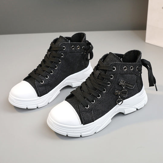 Damen modische High-Top Sneakers mit Reißverschluss und robustem Profil R&B