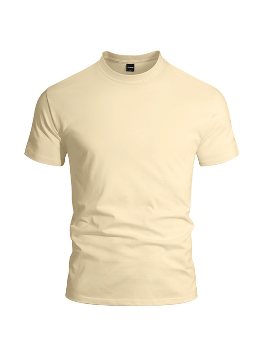 Herren nan eng anliegendes Rundhals-Basicshirt aus Singlejersey mit verstärktem Nackenband R&B