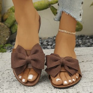 Damen Riemensandalen mit großem Schleifendetail R&B