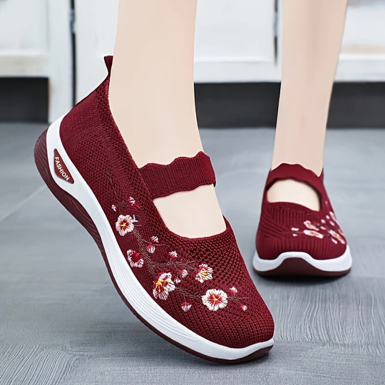 Damen modische Stoffschuhe mit elastischem Riemen und floralem Design R&B