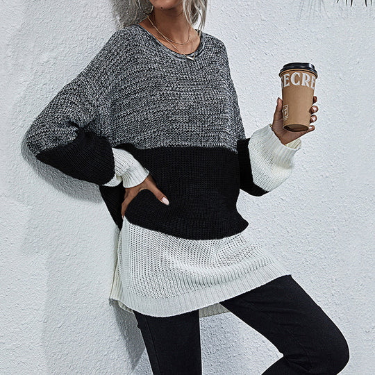 Damen lässiger Oversized Pullover R&B