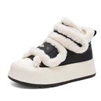Damen Plüschgefütterte Sneaker mit breitem Klettverschluss und hoher Sohle R&B