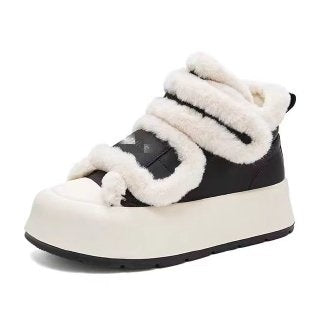 Damen Plüschgefütterte Sneaker mit breitem Klettverschluss und hoher Sohle R&B
