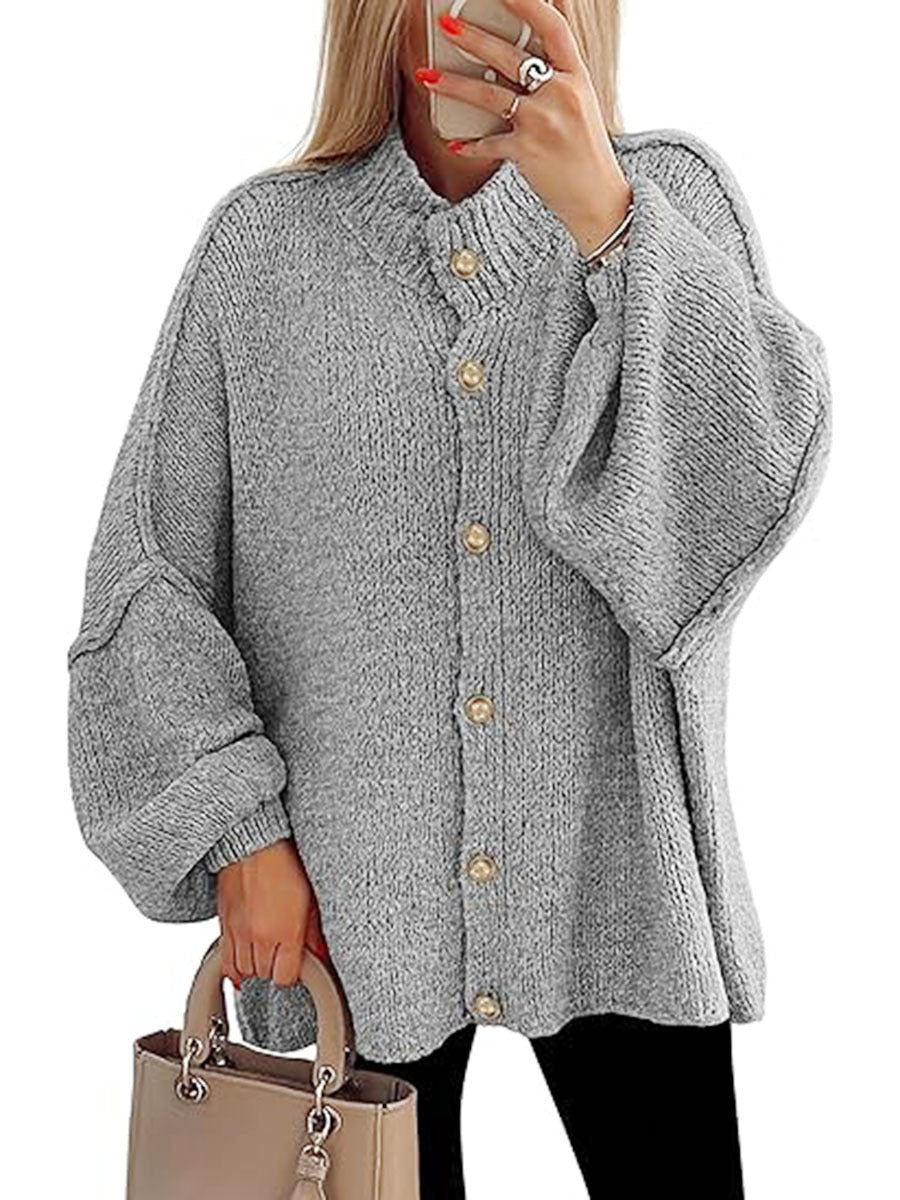 Damen oversized Strickjacke mit Knopfverschluss R&B