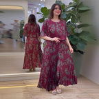 Damen Elegantes Maxikleid mit Rüschendesign und floralem Schnitt R&B