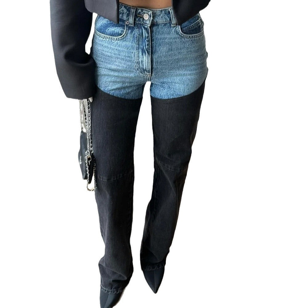 Damen High-Waist Jeans mit asymmetrischem Design R&B