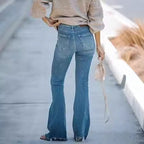 Damen Flared Jeans mit hohem Bund und modischem Schnitt R&B