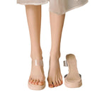Damen Transparente High Heels mit klarem Absatz und eleganten Riemen