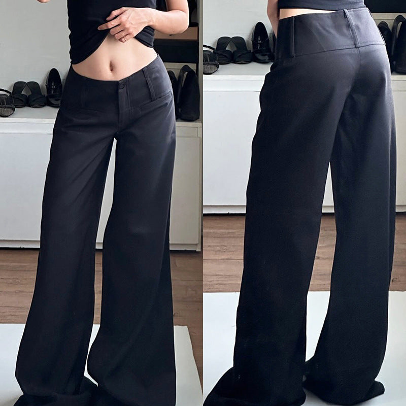 Damen Weite Chinohosen mit hohem Bund und seitlichen Taschen R&B