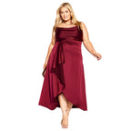 Damen elegantes Hochzeitskleid mit asymmetrischem Saum und Taillengürtel R&B
