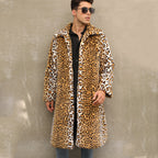 Herren Eleganter Kunstpelzmantel im Leopardenlook R&B