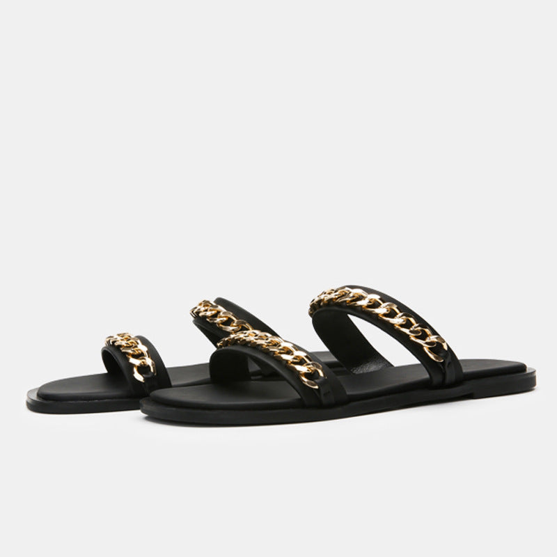 Damen Slides mit luxuriösem Kettendetail R&B